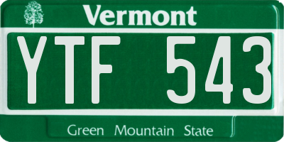 VT license plate YTF543
