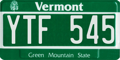 VT license plate YTF545