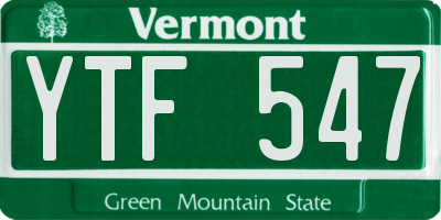 VT license plate YTF547