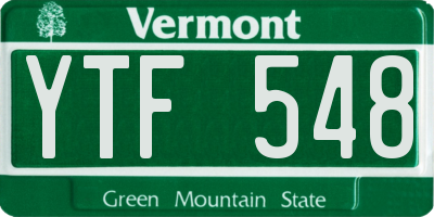VT license plate YTF548