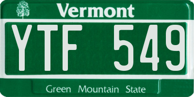 VT license plate YTF549