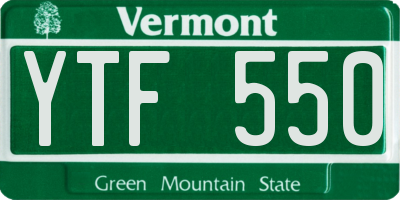 VT license plate YTF550