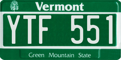 VT license plate YTF551