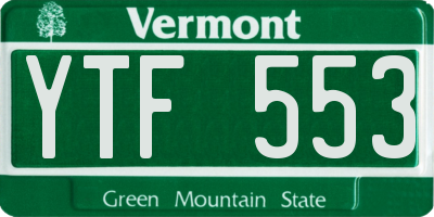 VT license plate YTF553