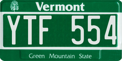 VT license plate YTF554
