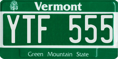 VT license plate YTF555