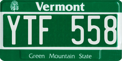 VT license plate YTF558