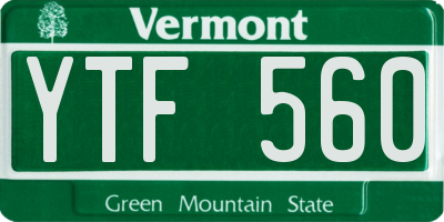 VT license plate YTF560