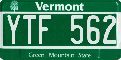 VT license plate YTF562