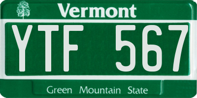 VT license plate YTF567