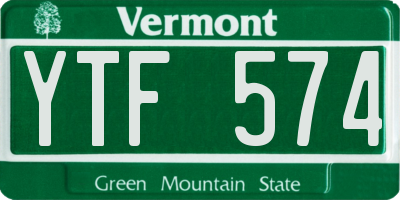 VT license plate YTF574