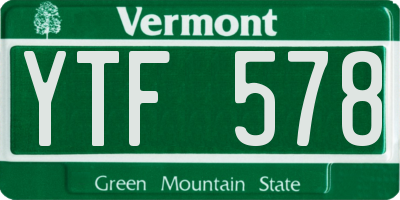 VT license plate YTF578