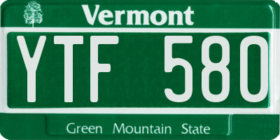 VT license plate YTF580