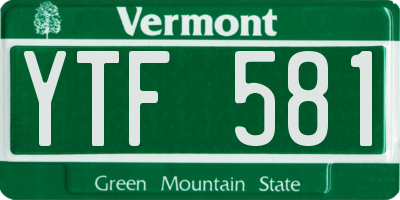 VT license plate YTF581