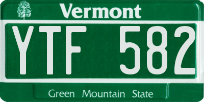 VT license plate YTF582