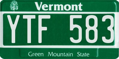 VT license plate YTF583
