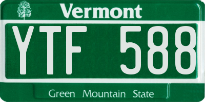 VT license plate YTF588