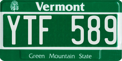 VT license plate YTF589