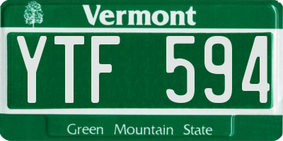 VT license plate YTF594