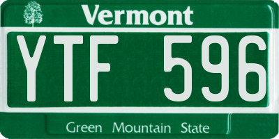 VT license plate YTF596