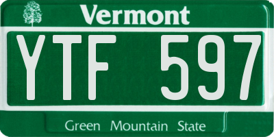 VT license plate YTF597