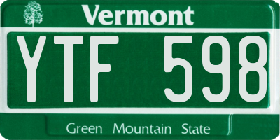 VT license plate YTF598