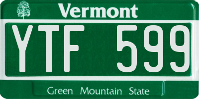VT license plate YTF599