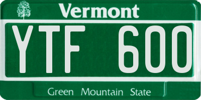 VT license plate YTF600