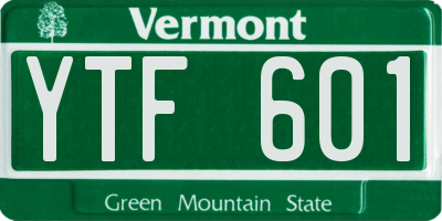 VT license plate YTF601