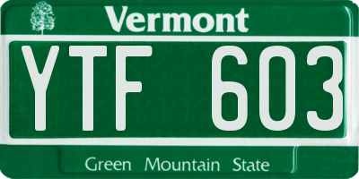 VT license plate YTF603