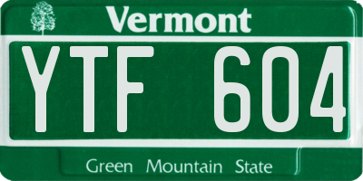 VT license plate YTF604