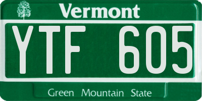 VT license plate YTF605
