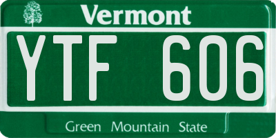 VT license plate YTF606