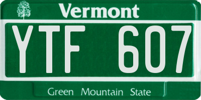 VT license plate YTF607