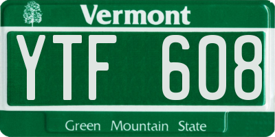 VT license plate YTF608