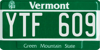 VT license plate YTF609