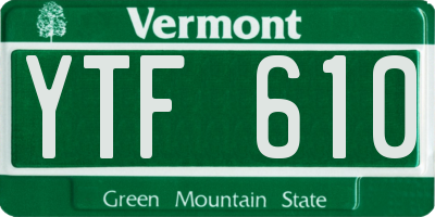 VT license plate YTF610