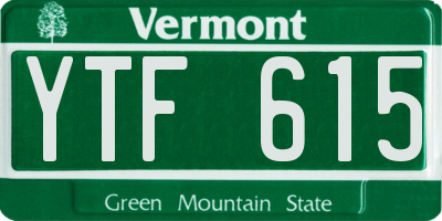 VT license plate YTF615