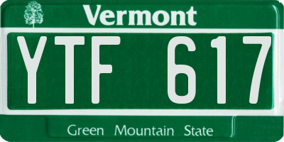 VT license plate YTF617