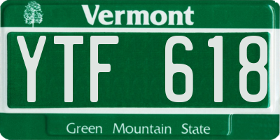 VT license plate YTF618