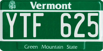 VT license plate YTF625