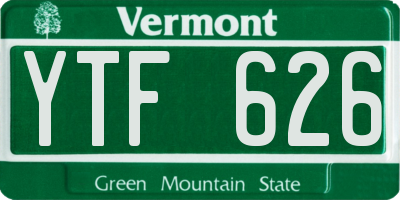 VT license plate YTF626