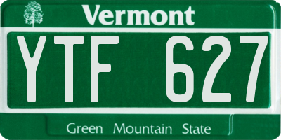 VT license plate YTF627