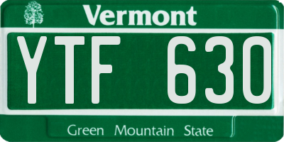 VT license plate YTF630