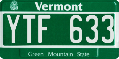 VT license plate YTF633
