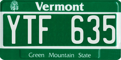 VT license plate YTF635