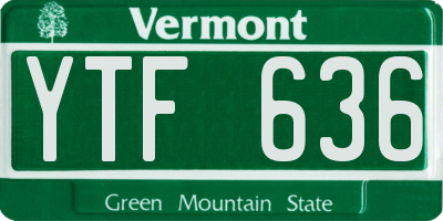VT license plate YTF636