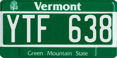 VT license plate YTF638