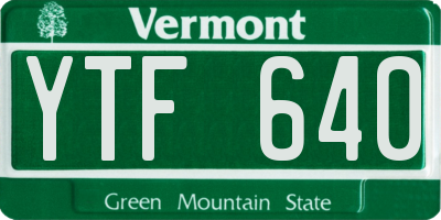 VT license plate YTF640