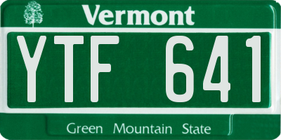 VT license plate YTF641